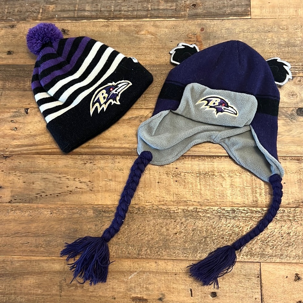 2 toddler ravens beanies